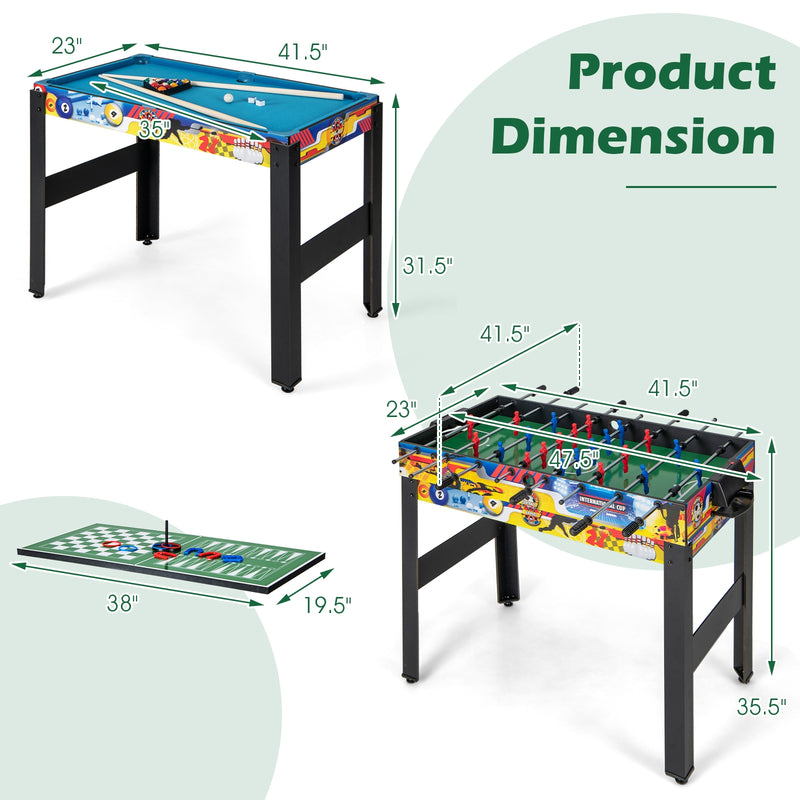 12-in-1 Combo Game Table Set with Foosball Air Hockey Pool Chess and Ping Pong