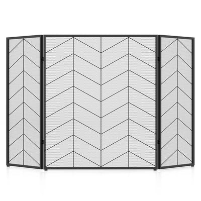 52 x 31 Inch Fireplace Screen with Chevron Herringbone Pattern