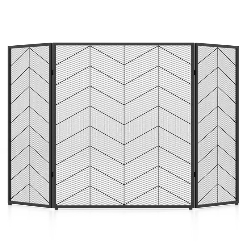 52 x 31 Inch Fireplace Screen with Chevron Herringbone Pattern