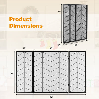 52 x 31 Inch Fireplace Screen with Chevron Herringbone Pattern