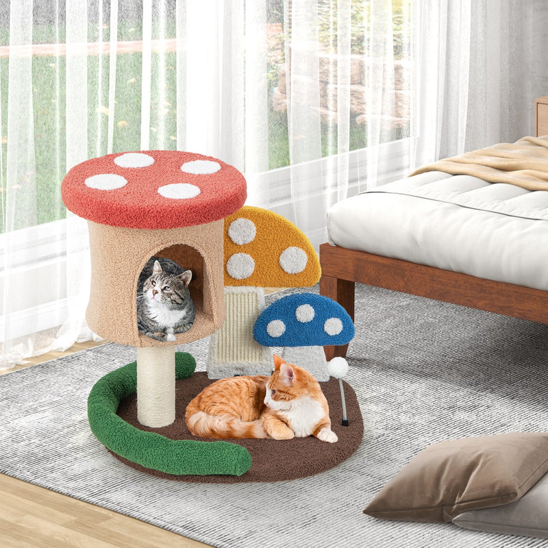 4-In-1 Cat Tree with Condo and Platform-Multicolor