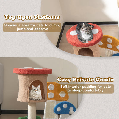 4-In-1 Cat Tree with Condo and Platform-Multicolor