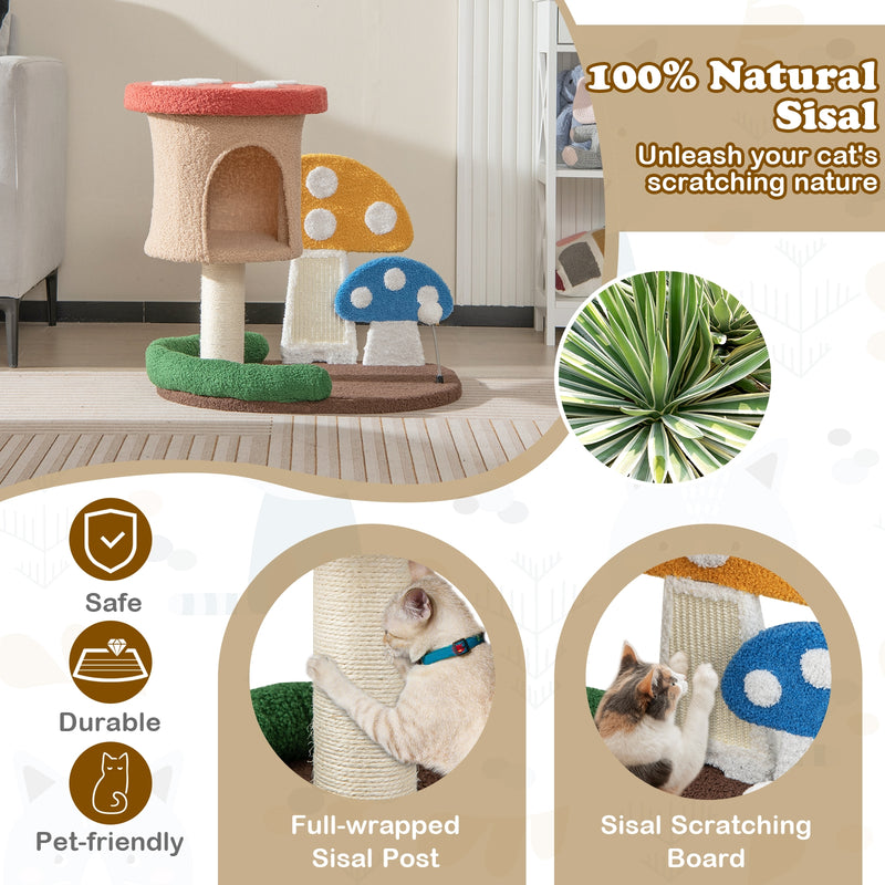 4-In-1 Cat Tree with Condo and Platform-Multicolor