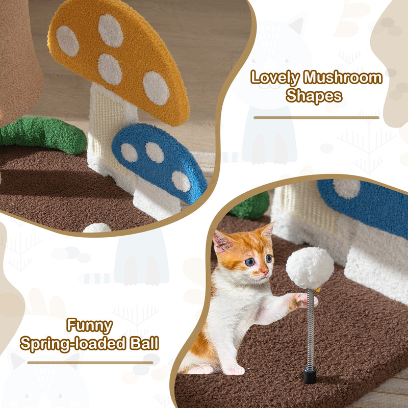 4-In-1 Cat Tree with Condo and Platform-Multicolor