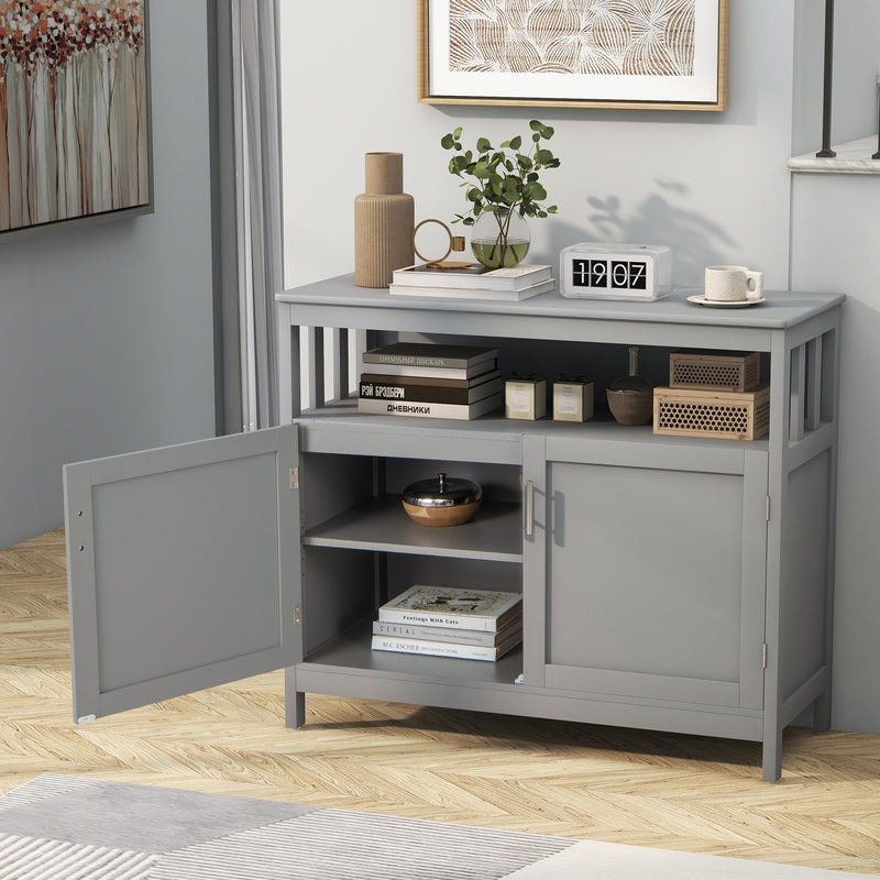 Kitchen Buffet Server Sideboard Storage Cabinet with 2 Doors and Shelf-Gray