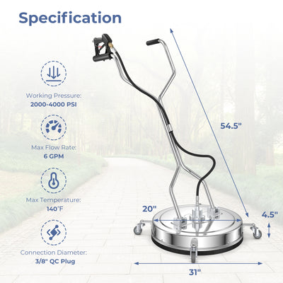 Pressure Washer Surface Cleaner Power Cleaner Attachment with Casters