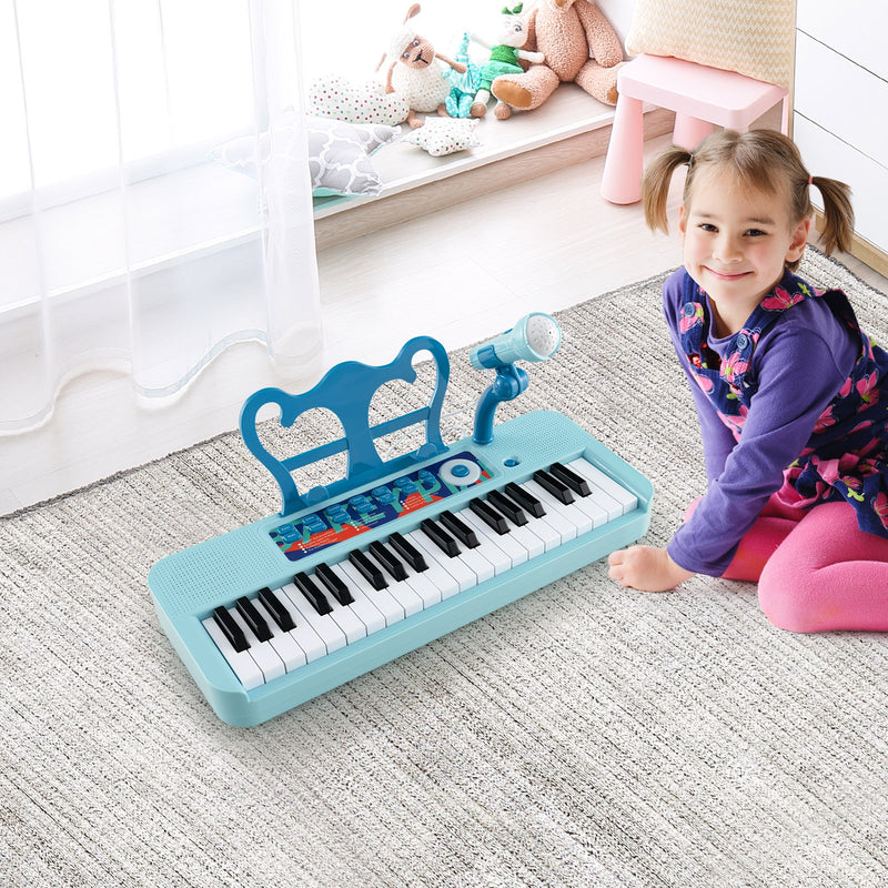 Kids Piano Keyboard 37-Key Kids Toy Keyboard Piano with Microphone for 3+ Kids-Blue