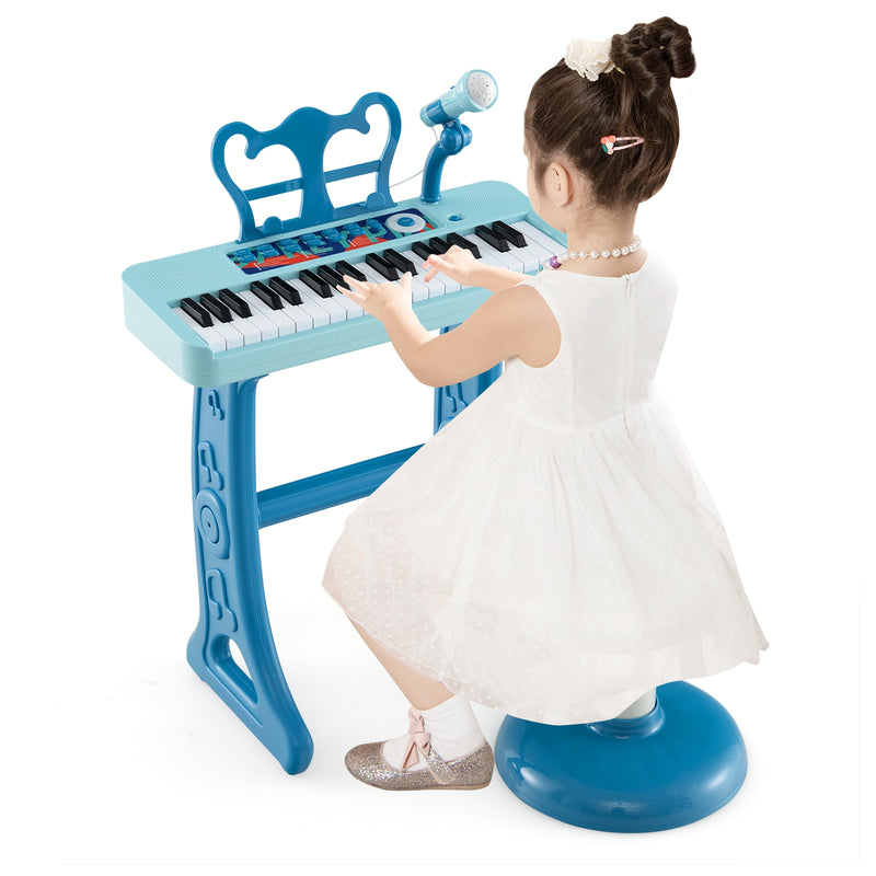 Kids Piano Keyboard 37-Key Kids Toy Keyboard Piano with Microphone for 3+ Kids-Blue