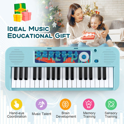 Kids Piano Keyboard 37-Key Kids Toy Keyboard Piano with Microphone for 3+ Kids-Blue