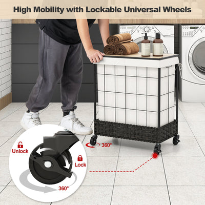 Laundry Hamper with Lid and Lockable Wheels