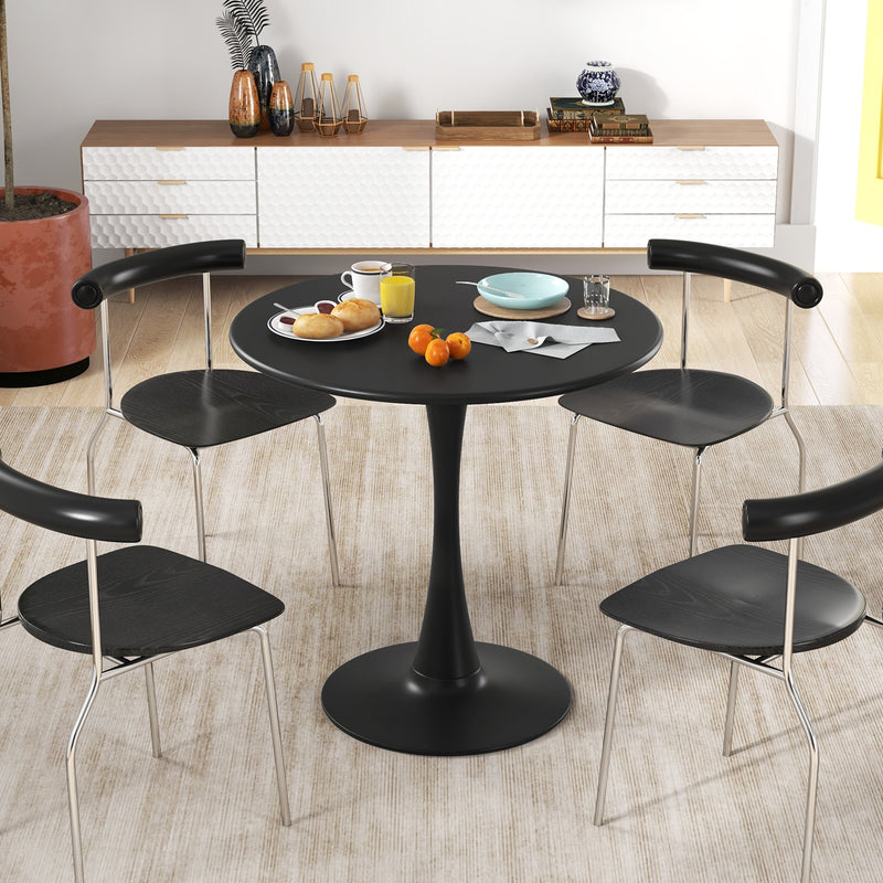 31.5 Inch Round Dining Table with Anti-Slip PP Ring-Black