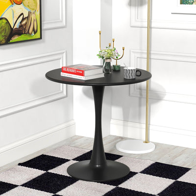 31.5 Inch Round Dining Table with Anti-Slip PP Ring-Black