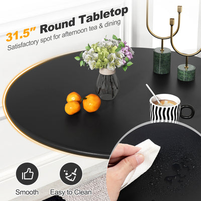 31.5 Inch Round Dining Table with Anti-Slip PP Ring-Black