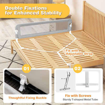 48 Inch Breathable Baby Swing Down Safety Bed Rail Guard-Gray