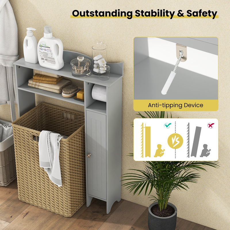 Over the Toilet Storage Cabinet with Toilet Paper Holder-Gray