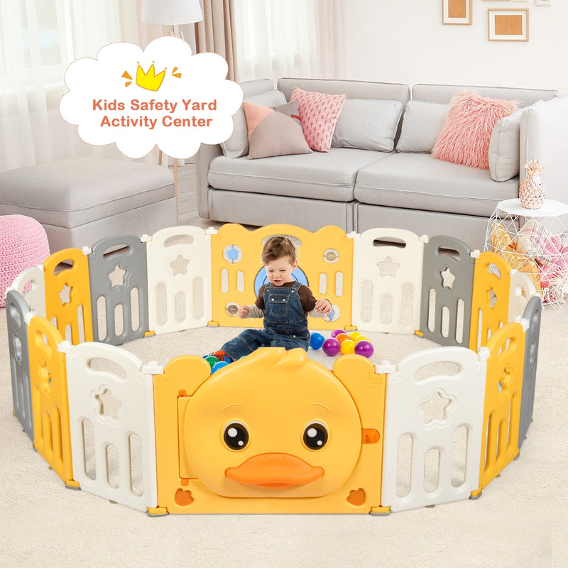 16-Panel Foldable Baby Playpen with Sound