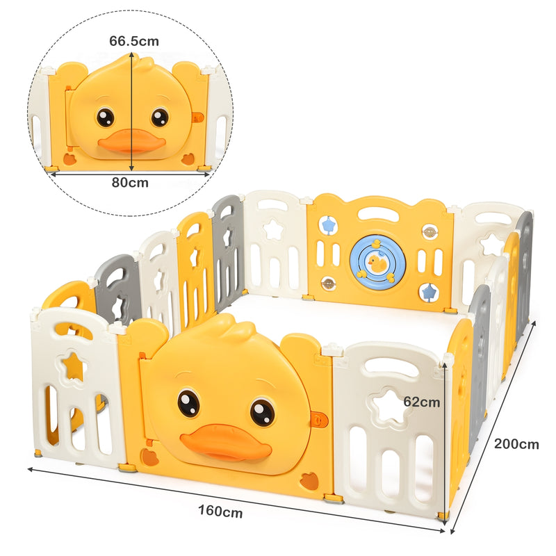 16-Panel Foldable Baby Playpen with Sound