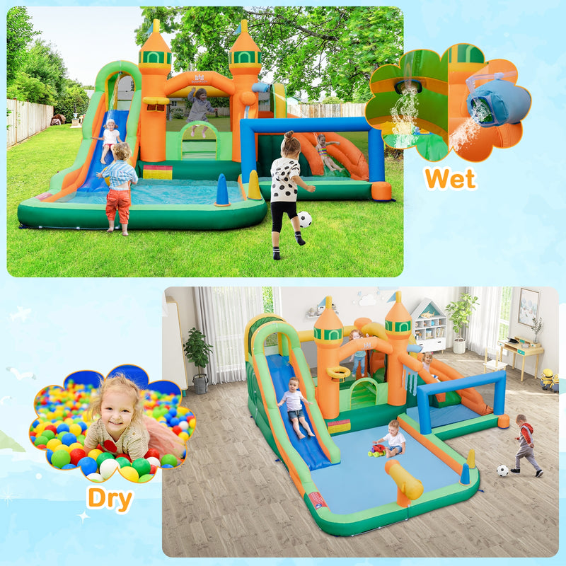 Kids Inflatable Water Slide for Yard Lawn with 735W Blower