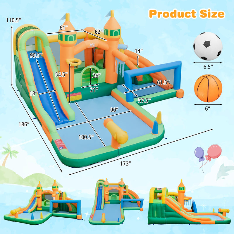 Kids Inflatable Water Slide for Yard Lawn with 735W Blower