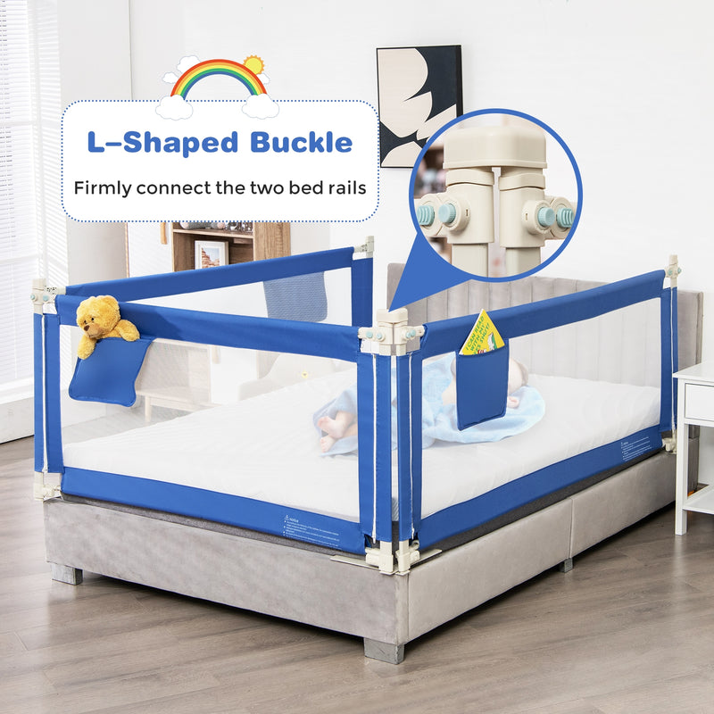 57 Inch Toddlers Vertical Lifting Baby Bed Rail Guard with Lock-Blue