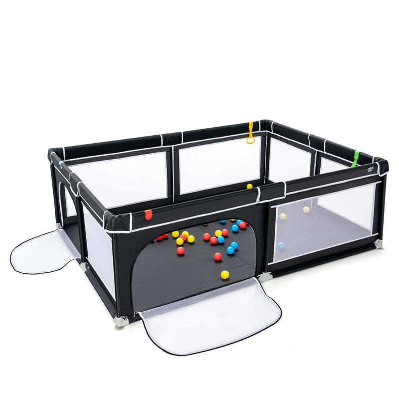 81 x 59 Inch Portable Baby Playpen with Ocean Balls and Handlebars-Black