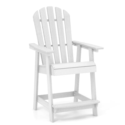 HDPE Patio Chair with Armrest and Footrest for Indoor Outdoor-White