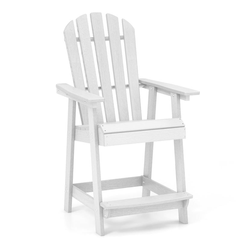 HDPE Patio Chair with Armrest and Footrest for Indoor Outdoor-White