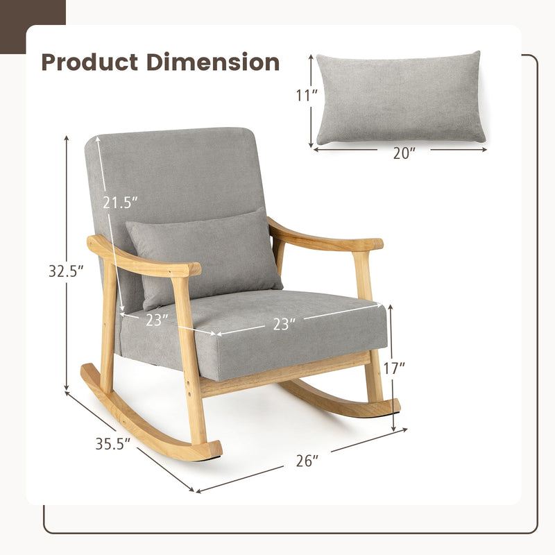 Nursery Rocking Accent Chair with Rubber Wood Armrests-Natural