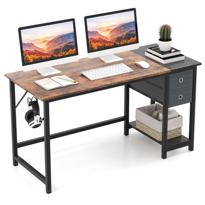 48/55-Inch Home Office Desk with 2 Drawers Hanging Hook-55 Inch