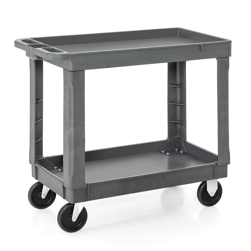 2-Tier Utility Cart with 550 LBS Max Load and Storage Handle-Gray