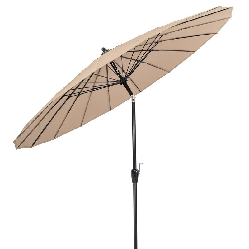 9 Feet Round Patio Umbrella with 18 Fiberglass Ribs-Tan