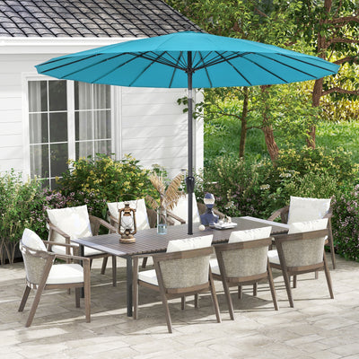 9 Feet Round Patio Umbrella with 18 Fiberglass Ribs-Turquoise