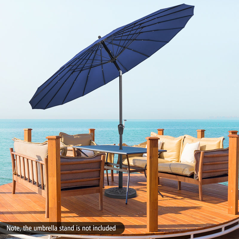 9 Feet Round Patio Umbrella with 18 Fiberglass Ribs-Navy