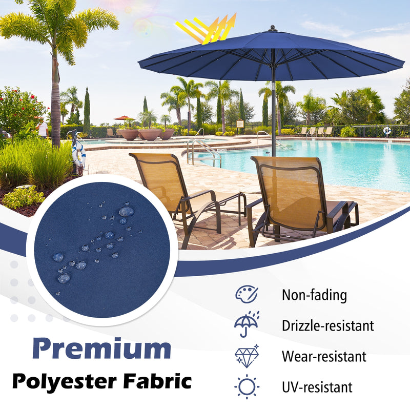 9 Feet Round Patio Umbrella with 18 Fiberglass Ribs-Navy