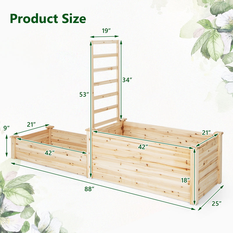 Raised Garden Bed with Trellis-Natural