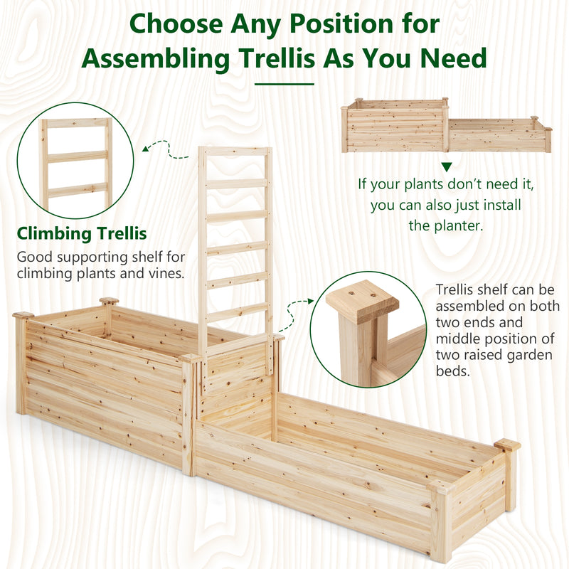 Raised Garden Bed with Trellis-Natural