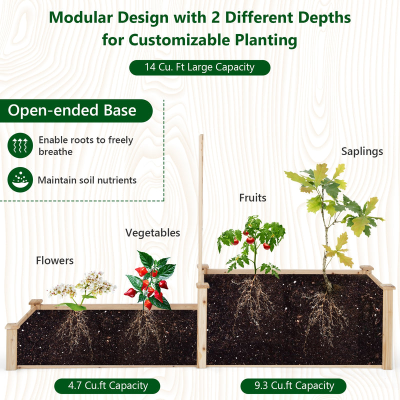 Raised Garden Bed with Trellis-Natural