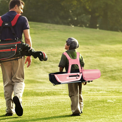 Junior Complete Golf Club Set Right Hand with Rain Hood for Kids-Pink