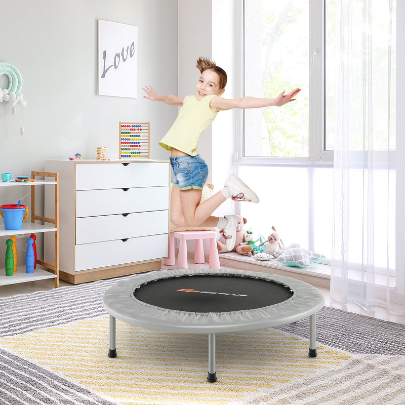 38 Inch Mini Folding Trampoline Portable Recreational Fitness Rebounder-Gray