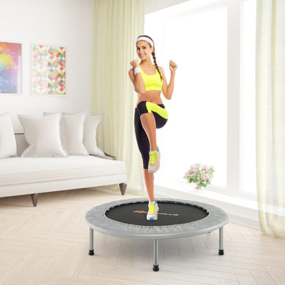 38 Inch Mini Folding Trampoline Portable Recreational Fitness Rebounder-Gray