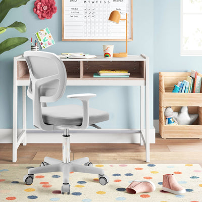 Adjustable Desk Chair with 5 Rolling Casters for Kids-Gray