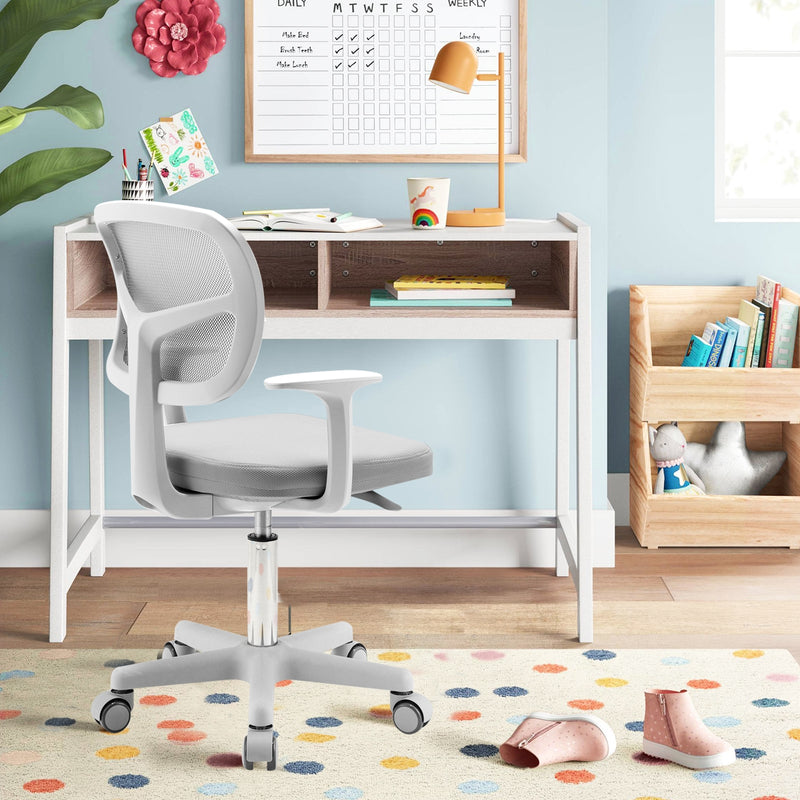 Adjustable Desk Chair with 5 Rolling Casters for Kids-Gray