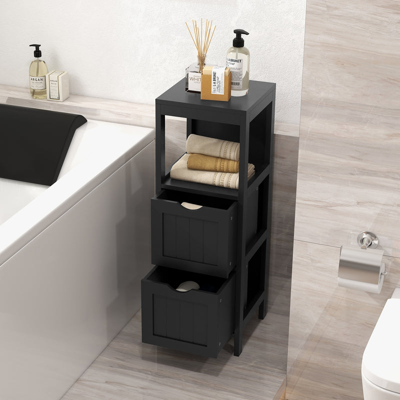 Freestanding Storage Cabinet with 2 Removable Drawers for Bathroom-Black