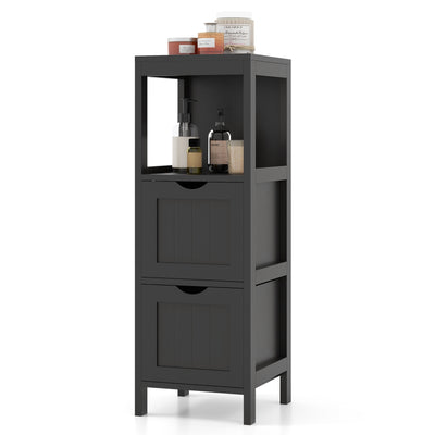 Freestanding Storage Cabinet with 2 Removable Drawers for Bathroom-Black