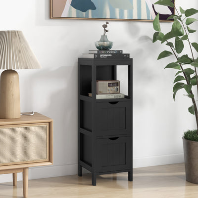 Freestanding Storage Cabinet with 2 Removable Drawers for Bathroom-Black