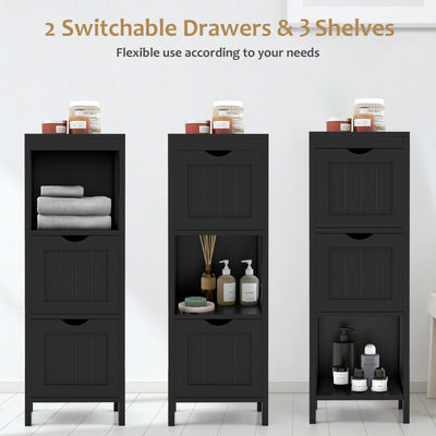 Freestanding Storage Cabinet with 2 Removable Drawers for Bathroom-Black