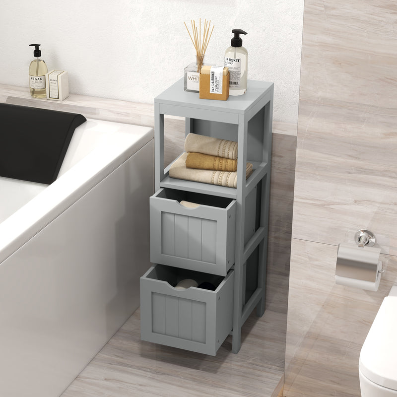 Freestanding Storage Cabinet with 2 Removable Drawers for Bathroom-Gray