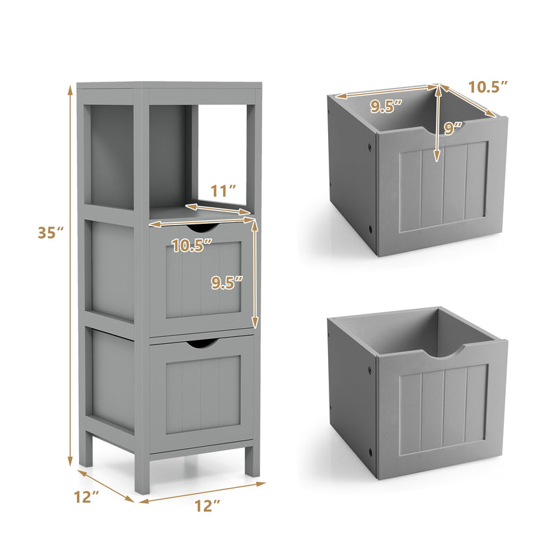 Freestanding Storage Cabinet with 2 Removable Drawers for Bathroom-Gray