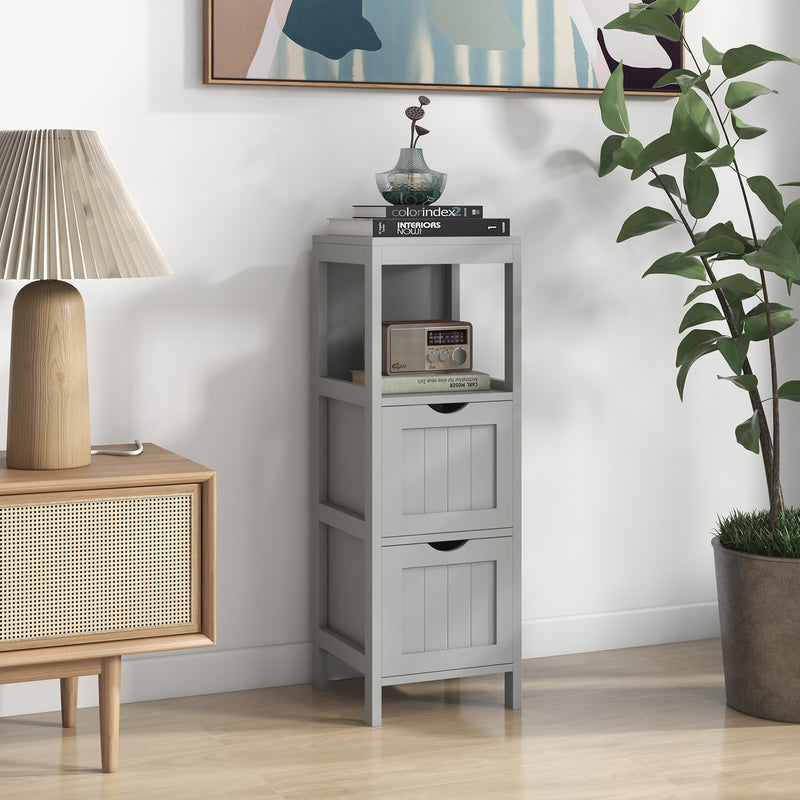 Freestanding Storage Cabinet with 2 Removable Drawers for Bathroom-Gray