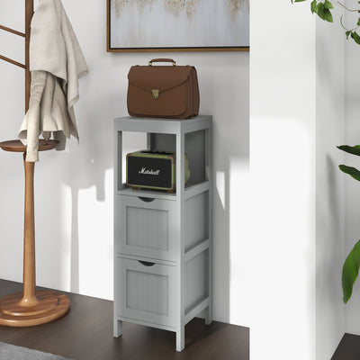 Freestanding Storage Cabinet with 2 Removable Drawers for Bathroom-Gray